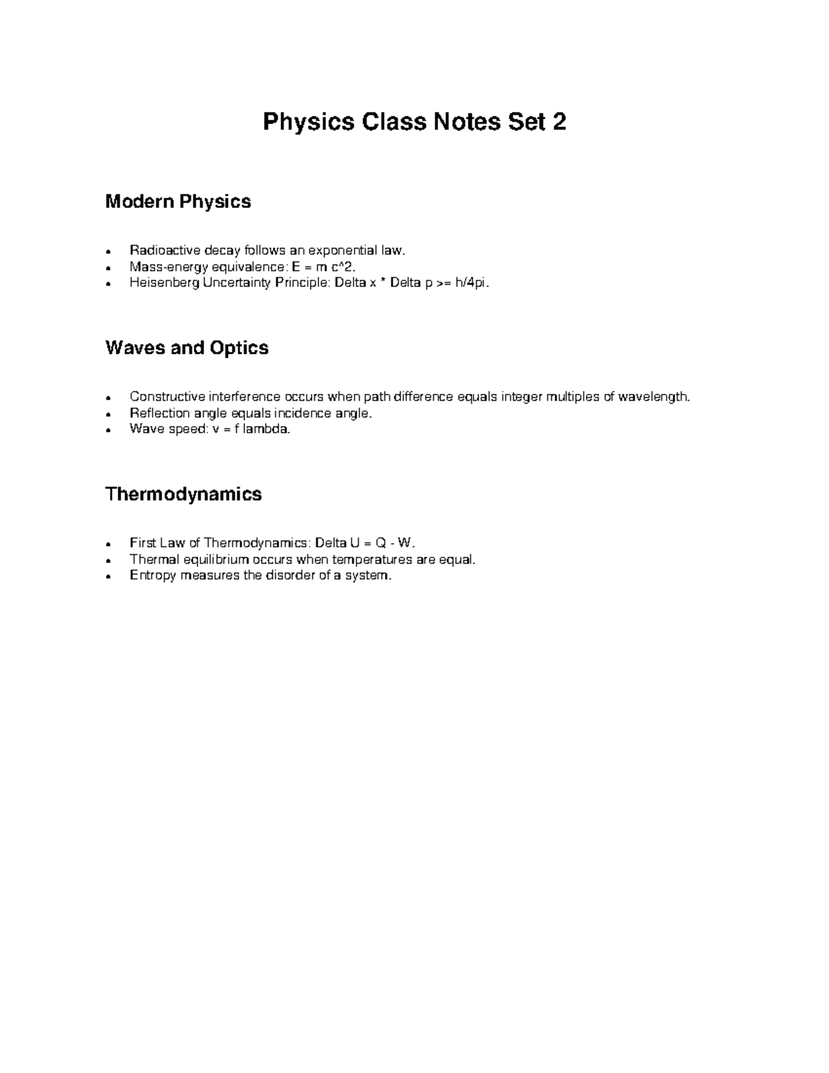 Notas Fisica 2 - Fiisica - Physics Class Notes Set 2 Modern Physics ...