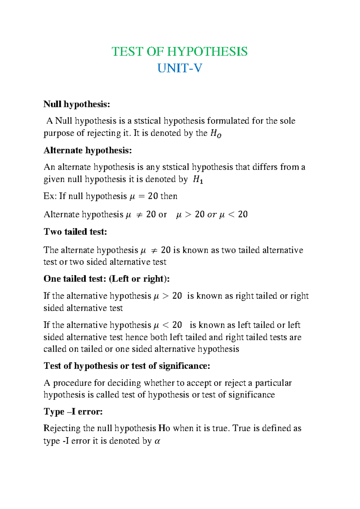 Test of Hypothesis: Understanding Null and Alternate Hypotheses in P&S ...