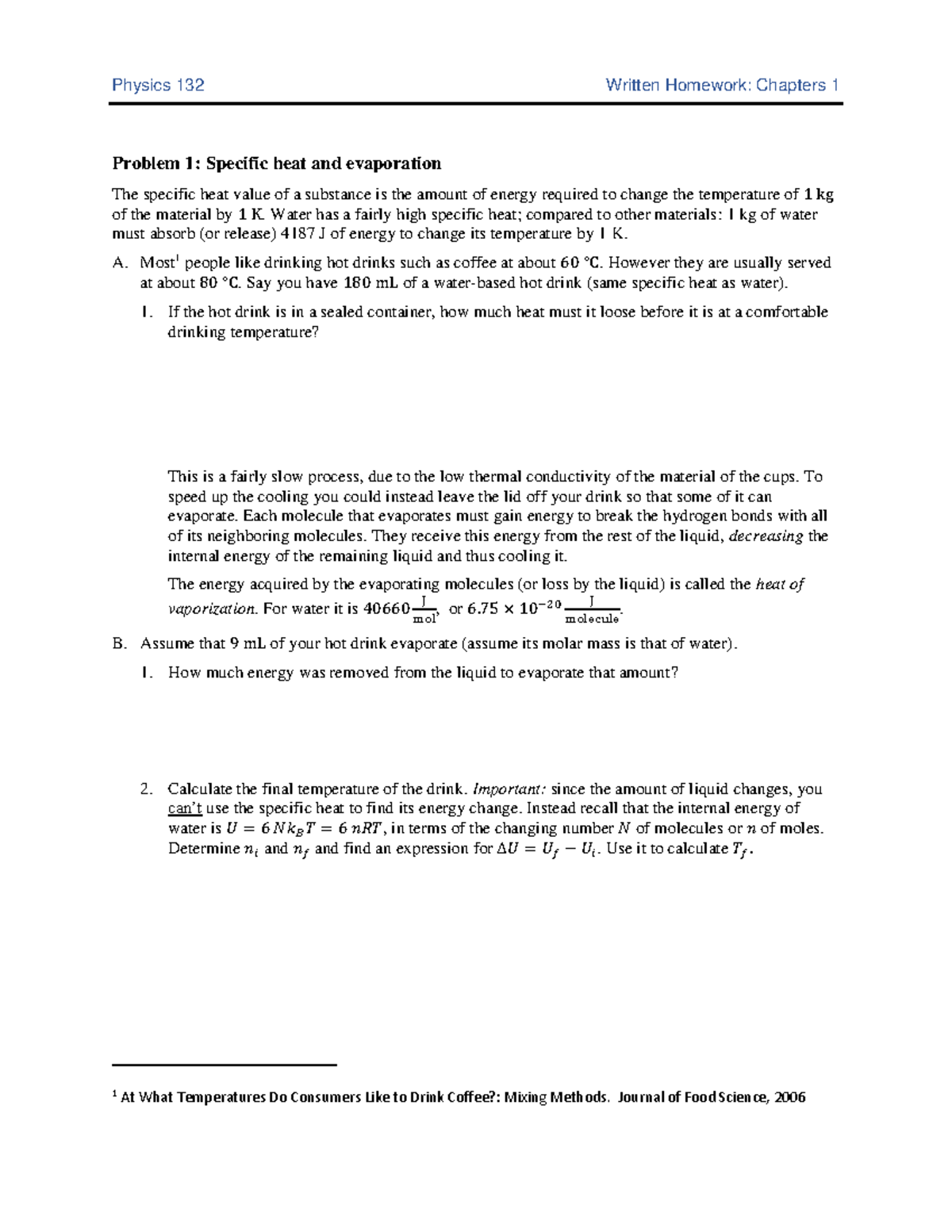 Ch 1 - Written HW Problems - Physics 13 - Sp24 - Studocu