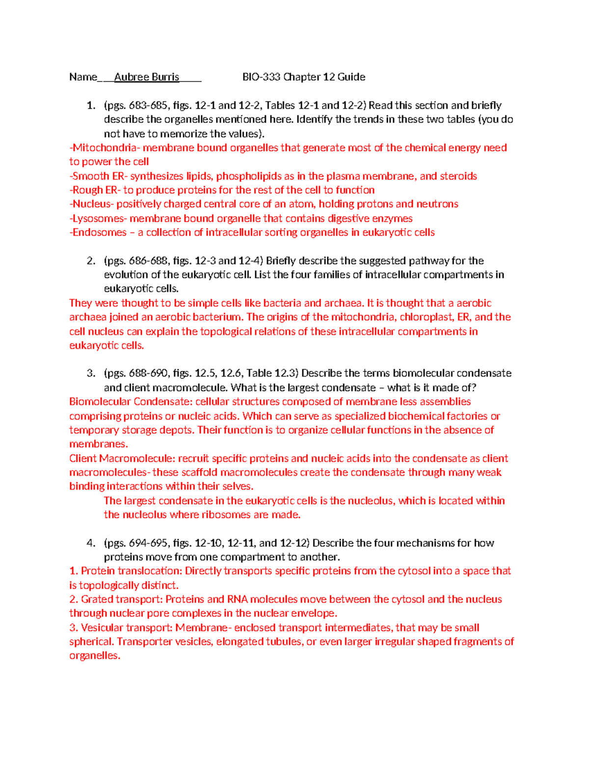 BIO-333 Final Exam Study Guide: Essential Concepts in Cell Biology ...