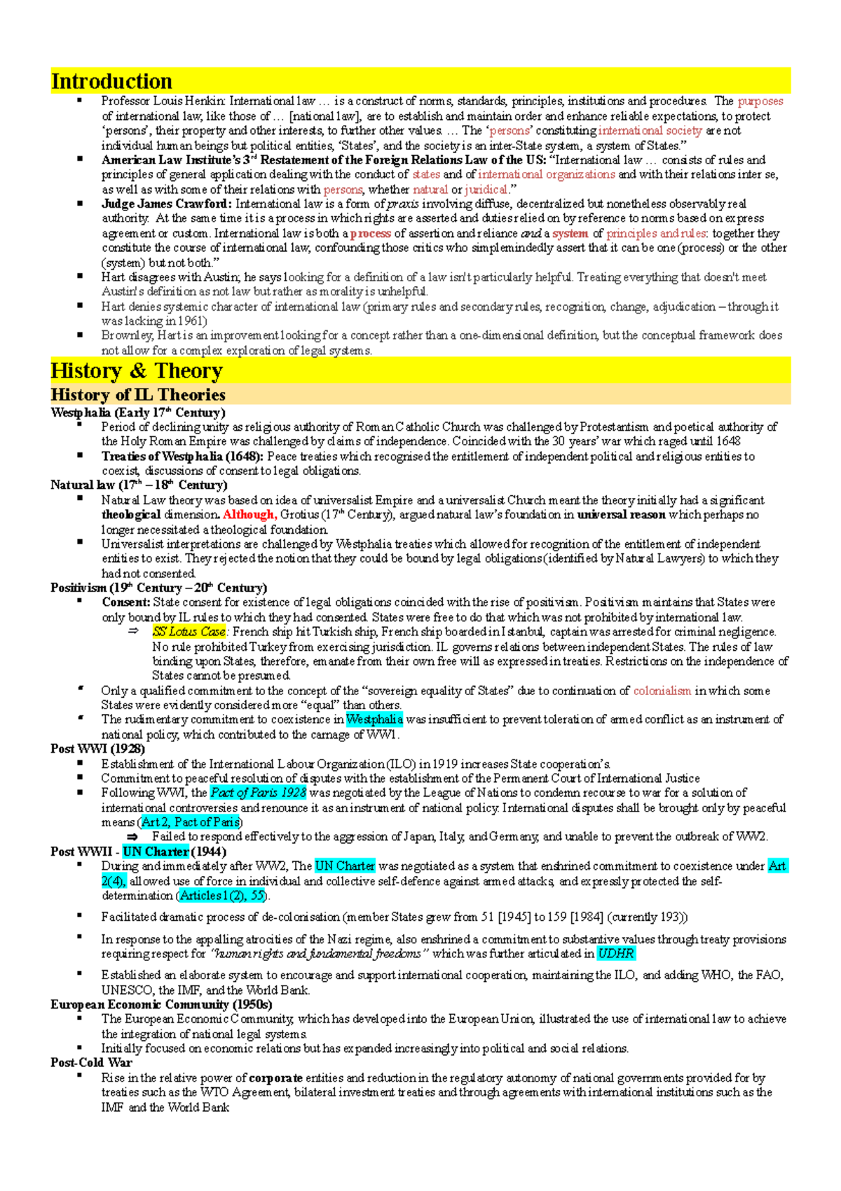 LAWS3705 Final Exam Study Guide: Key Concepts in International Law ...