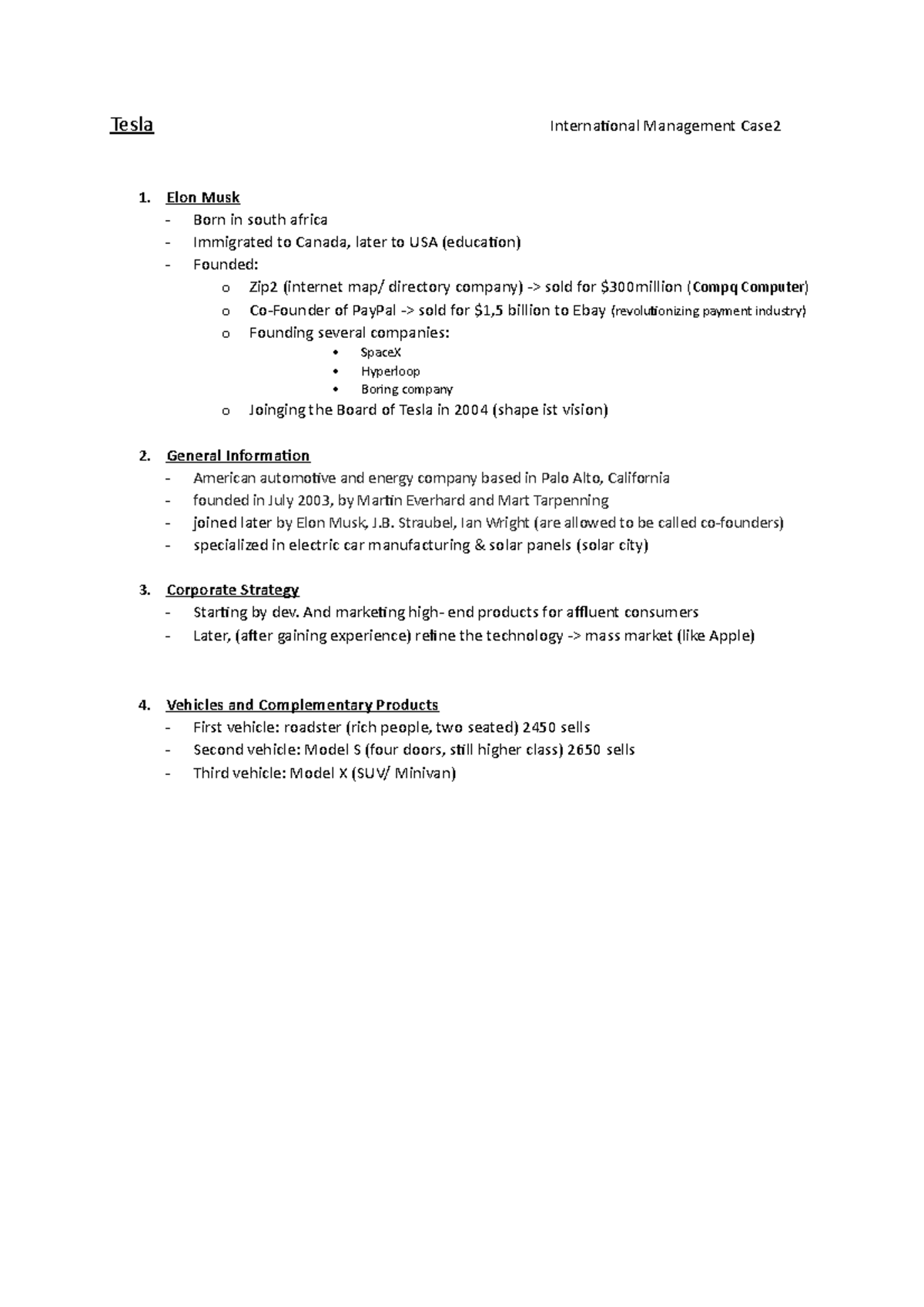 Tesla Case Study - Tesla International Management Case2 1. Elon Musk ...