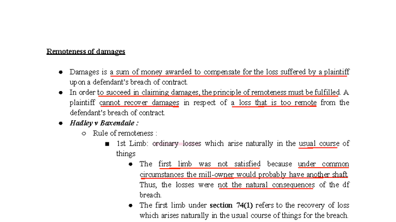 Final Exam Notes: Remedies for Contracts (Course Code: C1) - Document Preview