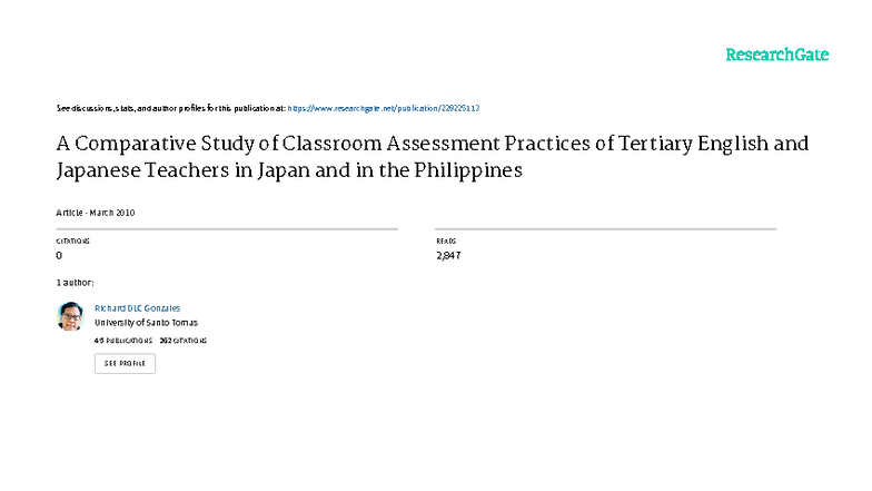 A Comparative Study of Classroom Assessment Practices: English ...