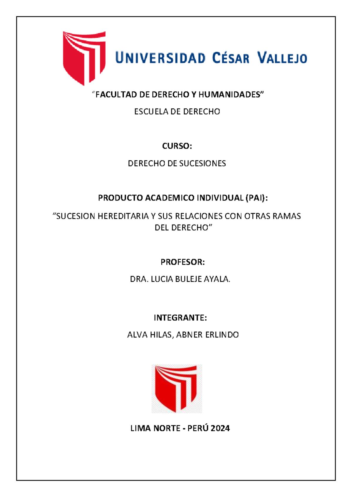 PAI 1 Sucesión Hereditaria y su Relación con el Derecho Procesal Civil - Document Preview