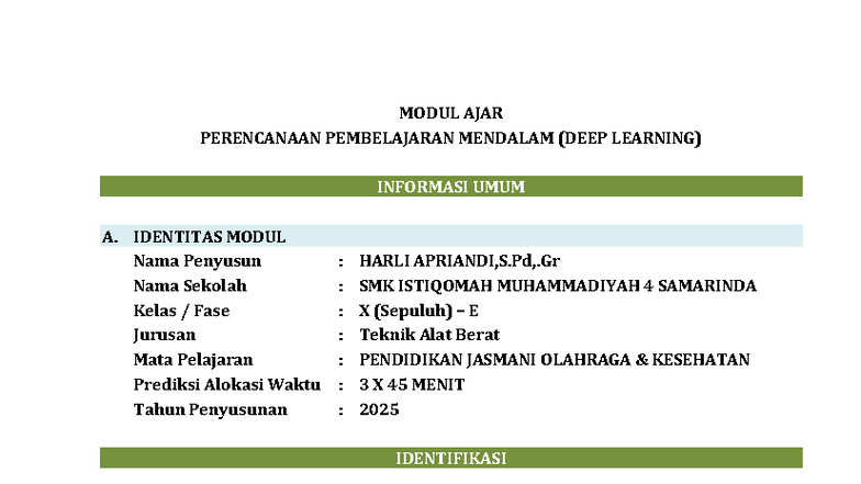 MODUL AJAR DEEP LEARNING PJOK KELAS X - SEPAK BOLA - Document Preview
