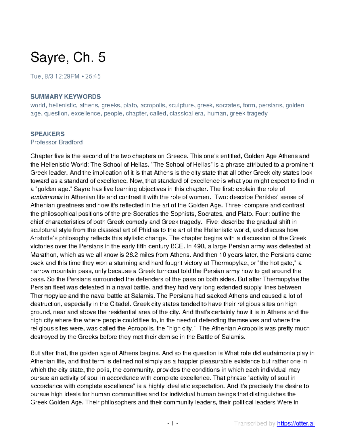 Sayre, Ch. 5 REV - Golden Age Athens & Hellenistic World Overview - Studocu