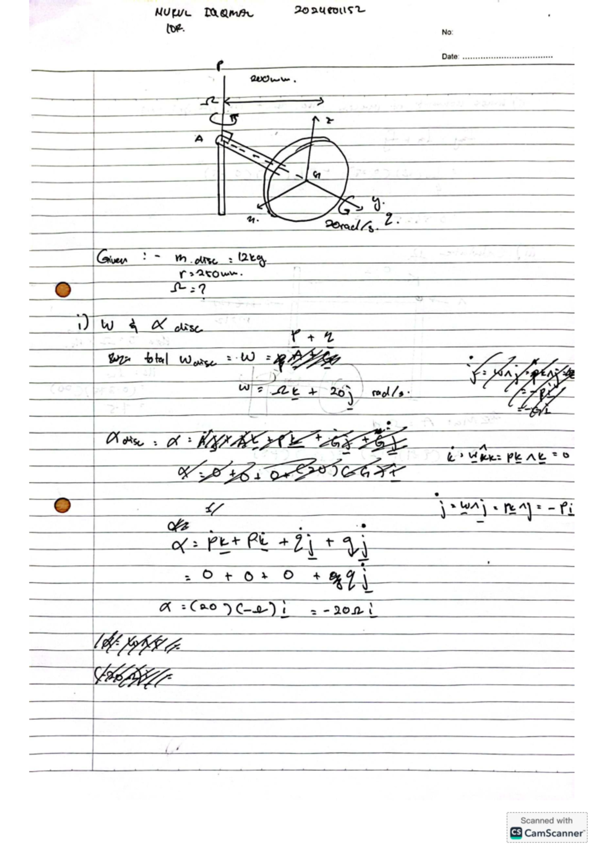 In class exercise mec420 10R - Dynamics - NUwe DhamAao 20a4eoUs No: f ...