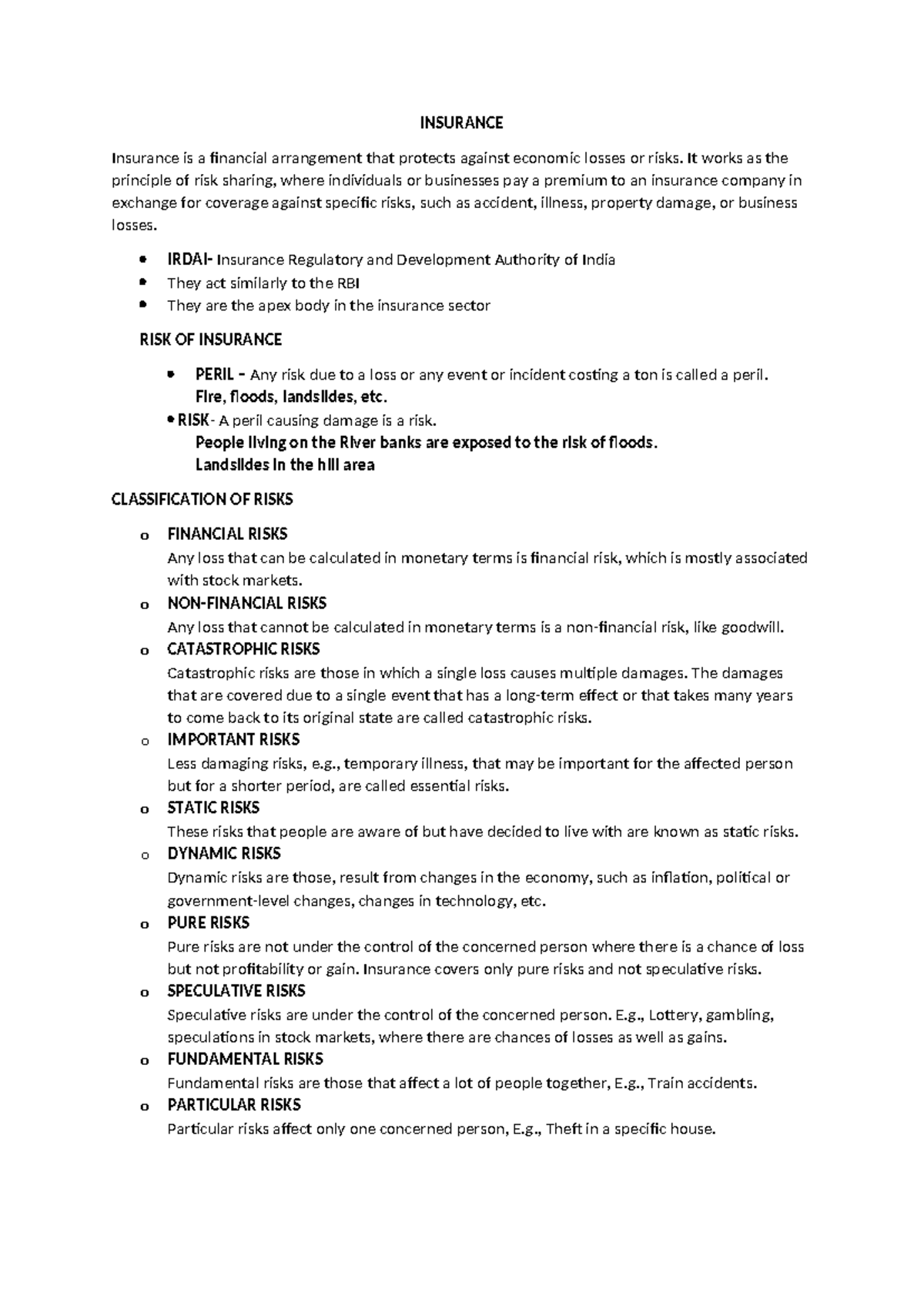 Insurance Overview: Types, Risks, and Principles Explained - Studocu