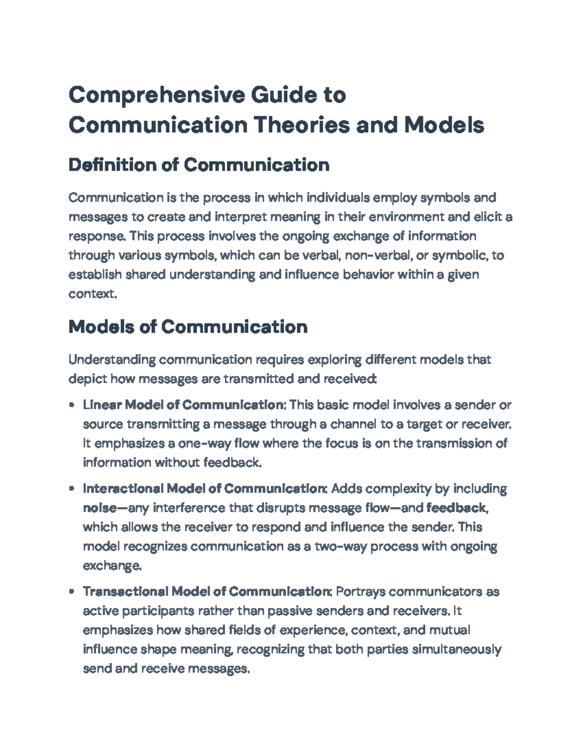 Comprehensive Overview of Comm Theories & Models: Key Concepts ...