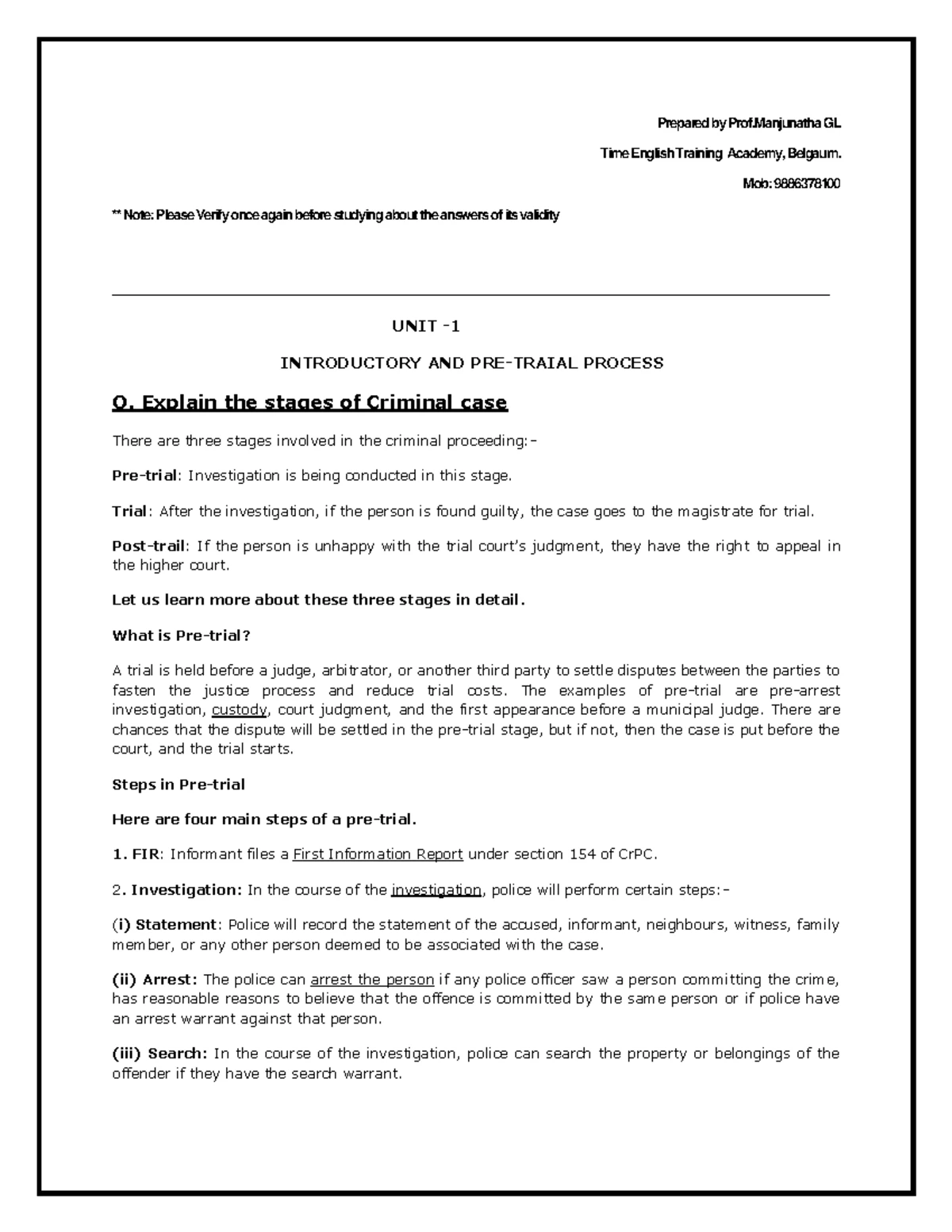 CRPC Notes (Unit 1 and 2) - INTRODUCTION TO CRPC WHY DO WE NEED ...