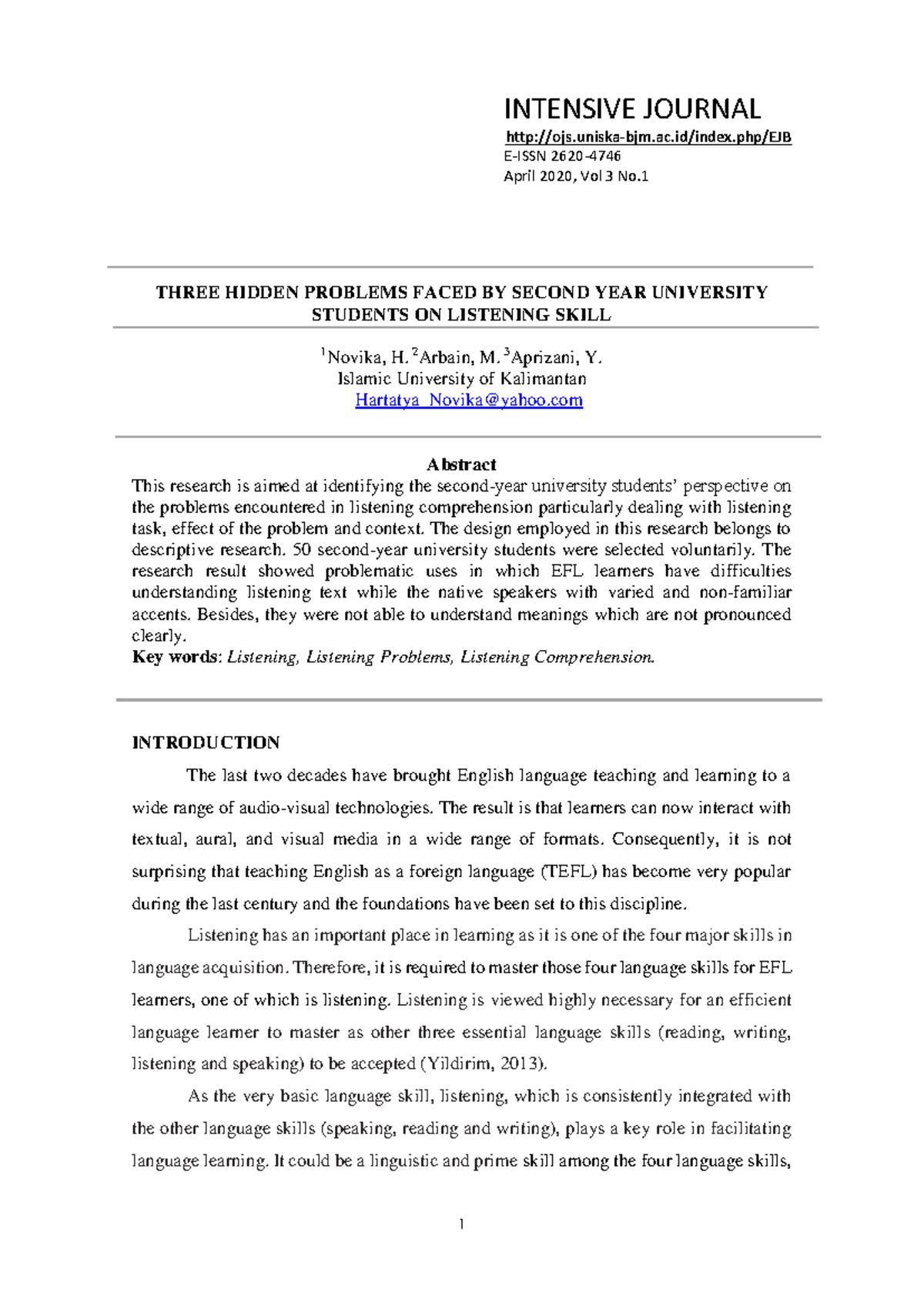 EFL Listening Challenges: Problems Faced by 2nd Year Students - Studocu
