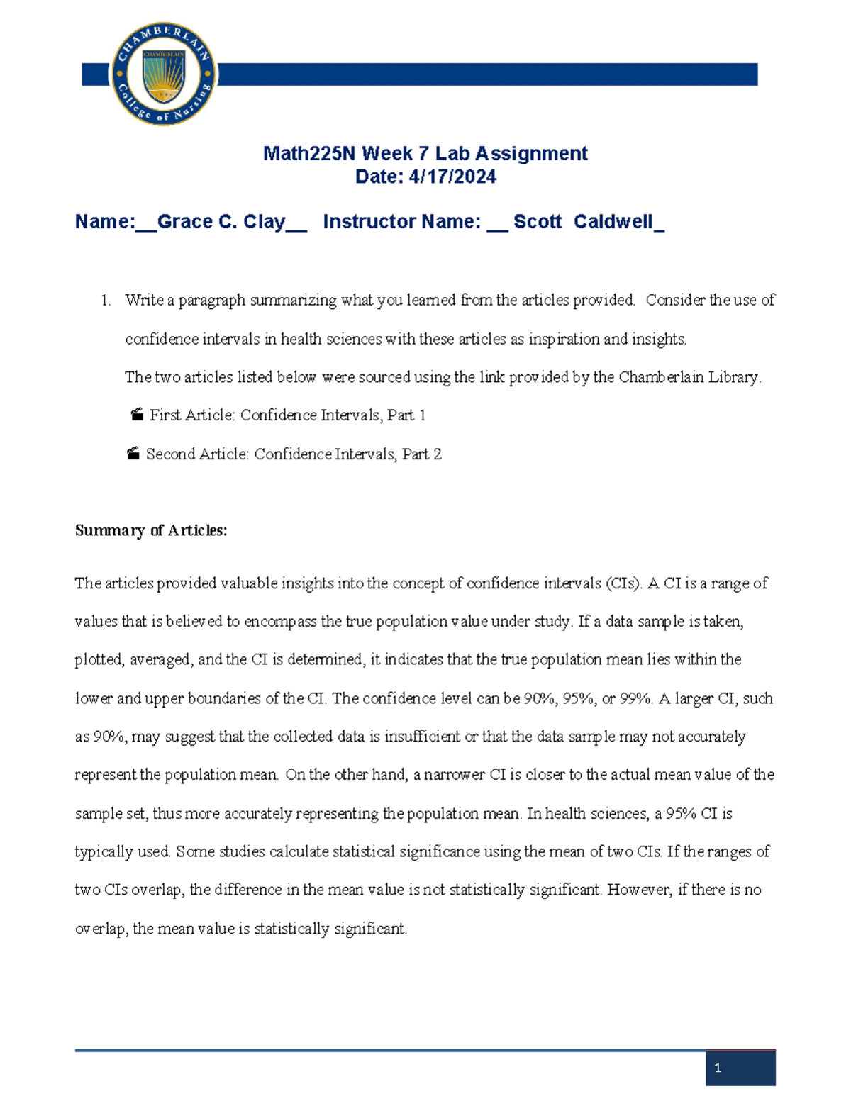 Grace C. CLAY Math 225N Week 7 Lab Official Student Template - Math225N ...