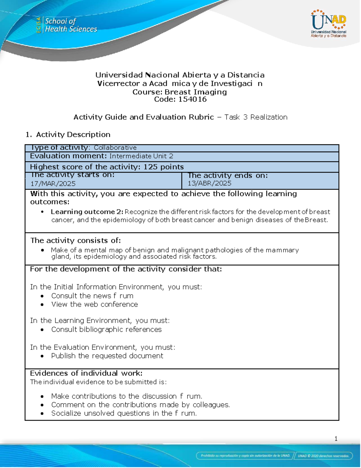 Activity guide and evaluation rubric - Unit 2 - Task 3 - Realization ...