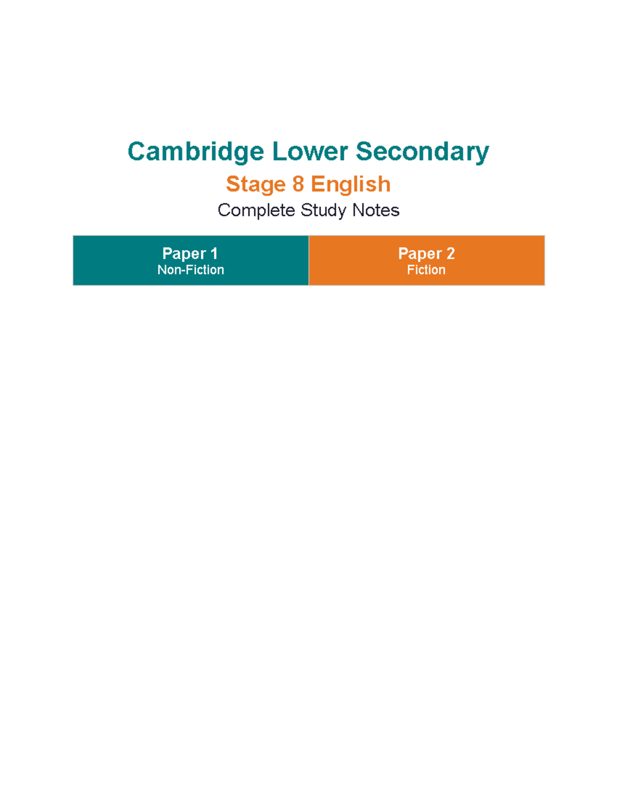 Stage 8 English Complete Study Notes: Grammar & Writing Techniques ...