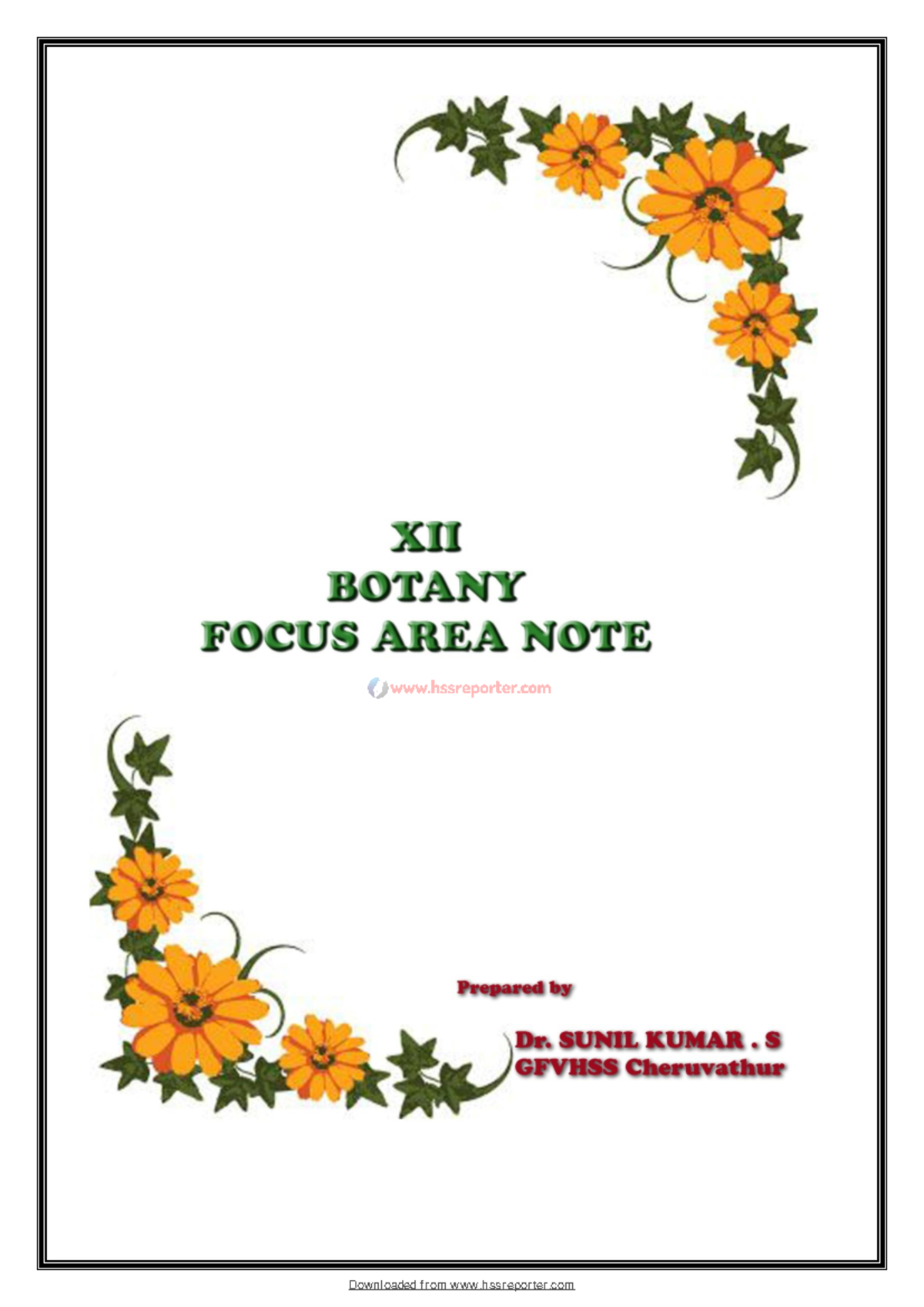 Focus Area Notes on Botany for Plus Two (HSSRPTR) - 2023 by Dr. Sunil ...