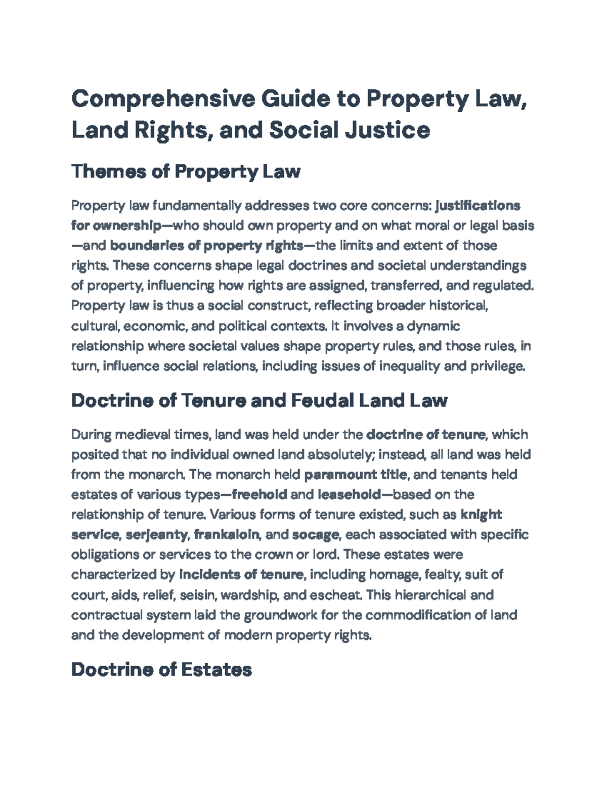 Comprehensive Overview of Property Law (LAW101): Land Rights & Social ...
