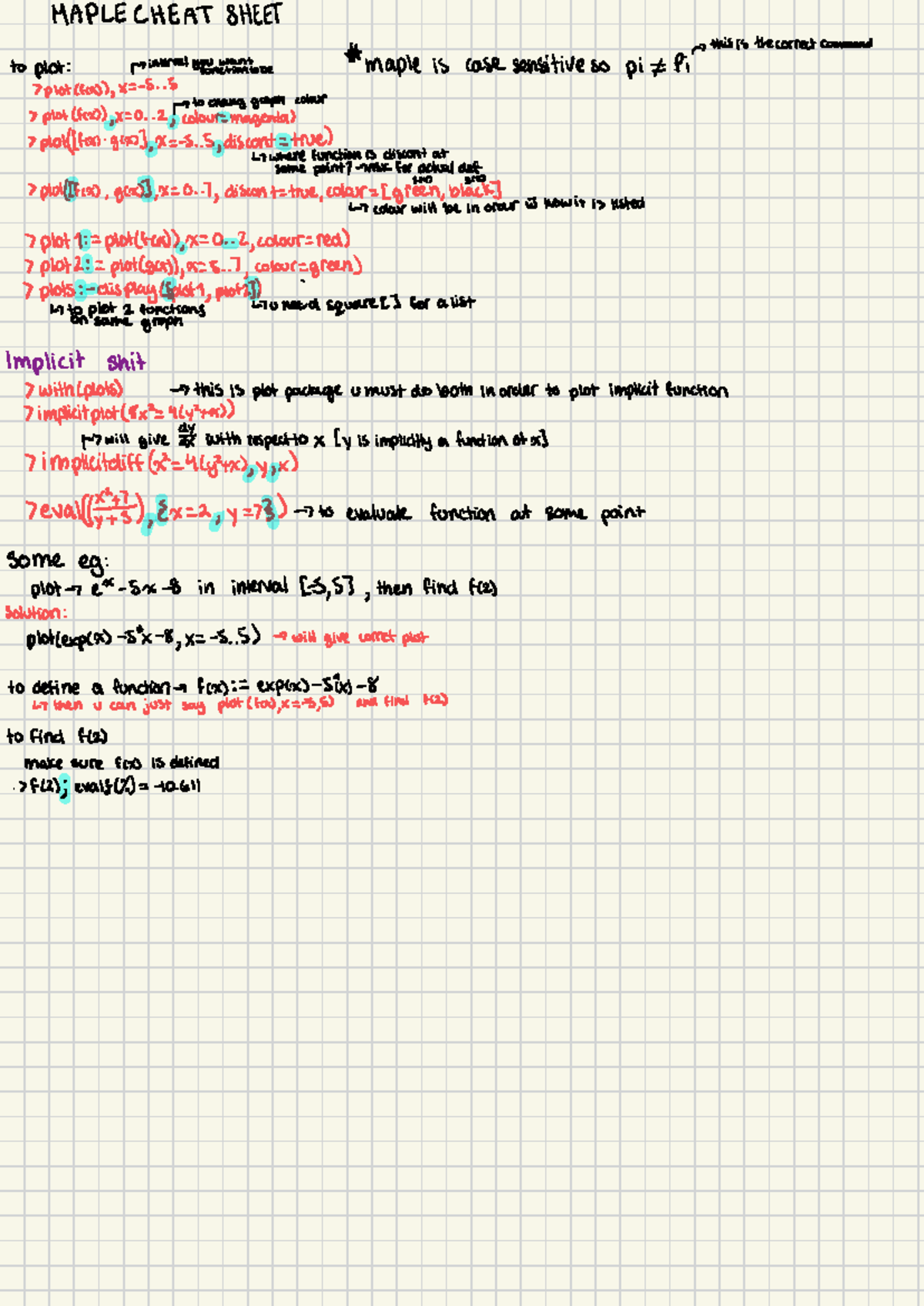 Calculus - notes on FTOC in MA101 - MAPLE CHEAT SHEET to plot ...