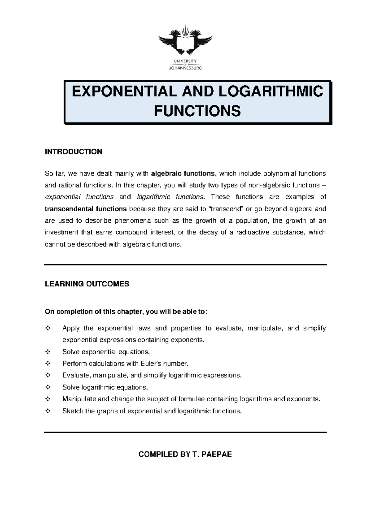 Exponential AND Logarithmic Functions d0dabf95d094c5f69db19830 cbec8f72 ...