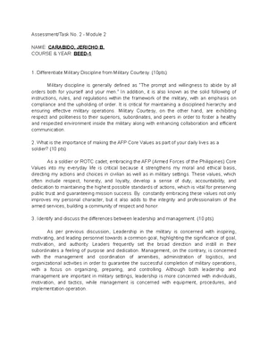 CWTS Module 2: Reflections on Good Citizenship Values and Personal ...