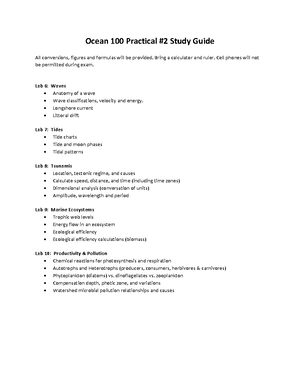 Study Guide for Final Exam: Intro to Oceanography (Course Code) - Studocu