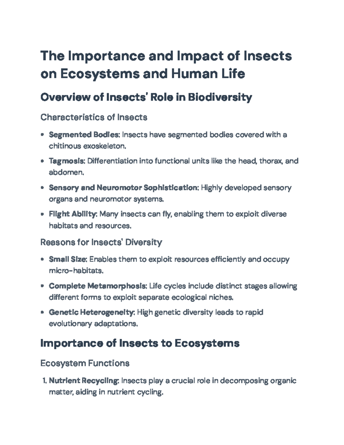 The Importance and Impact of Insects on Ecosystems and Human Life ...