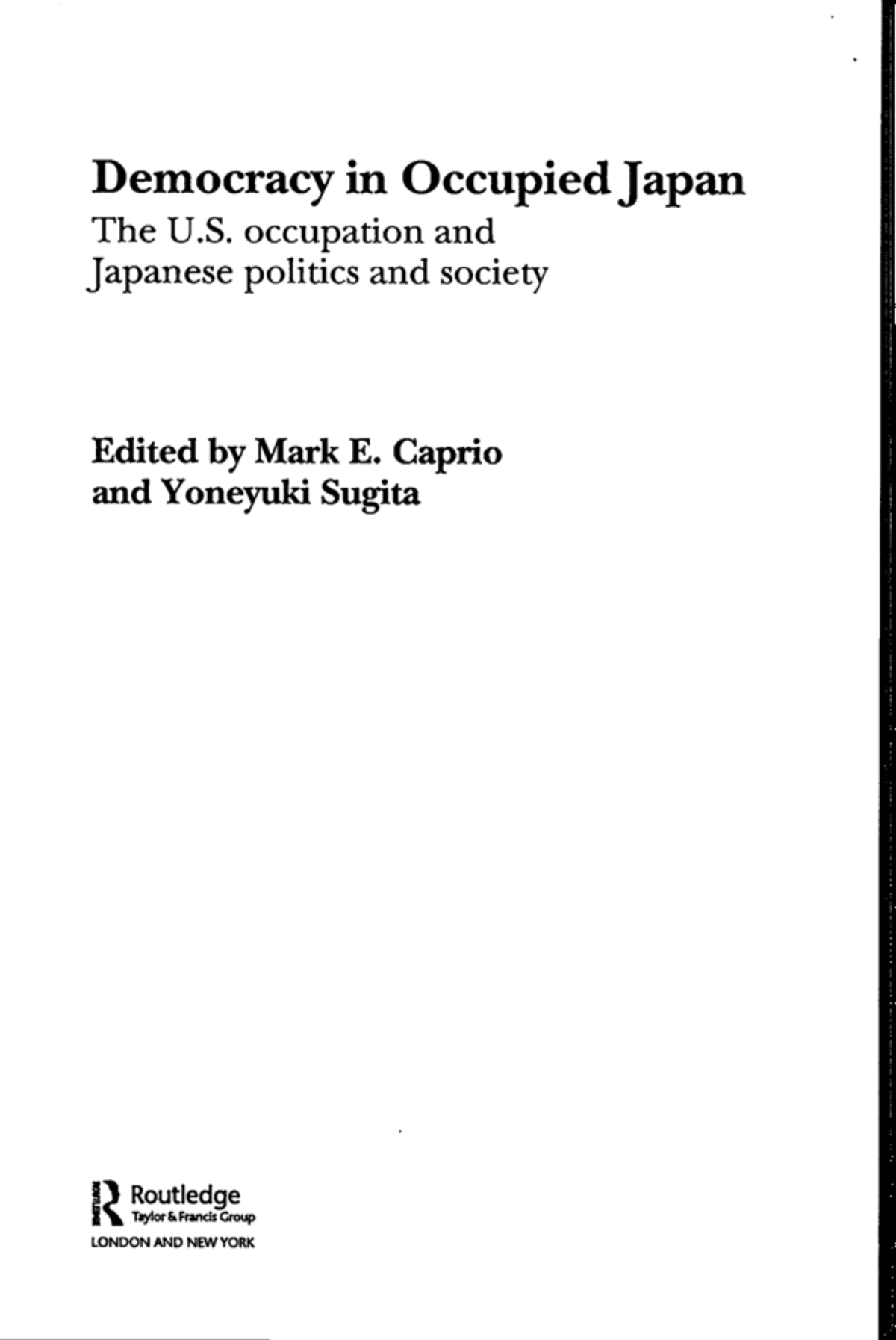 Democracy in Occupied Japan: U.S. Policy and Japanese Society (HIST 201 ...