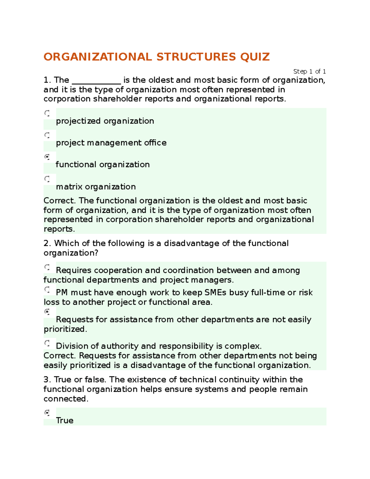 Module 5: Organizational Structures Quiz Review and Key Concepts - Studocu