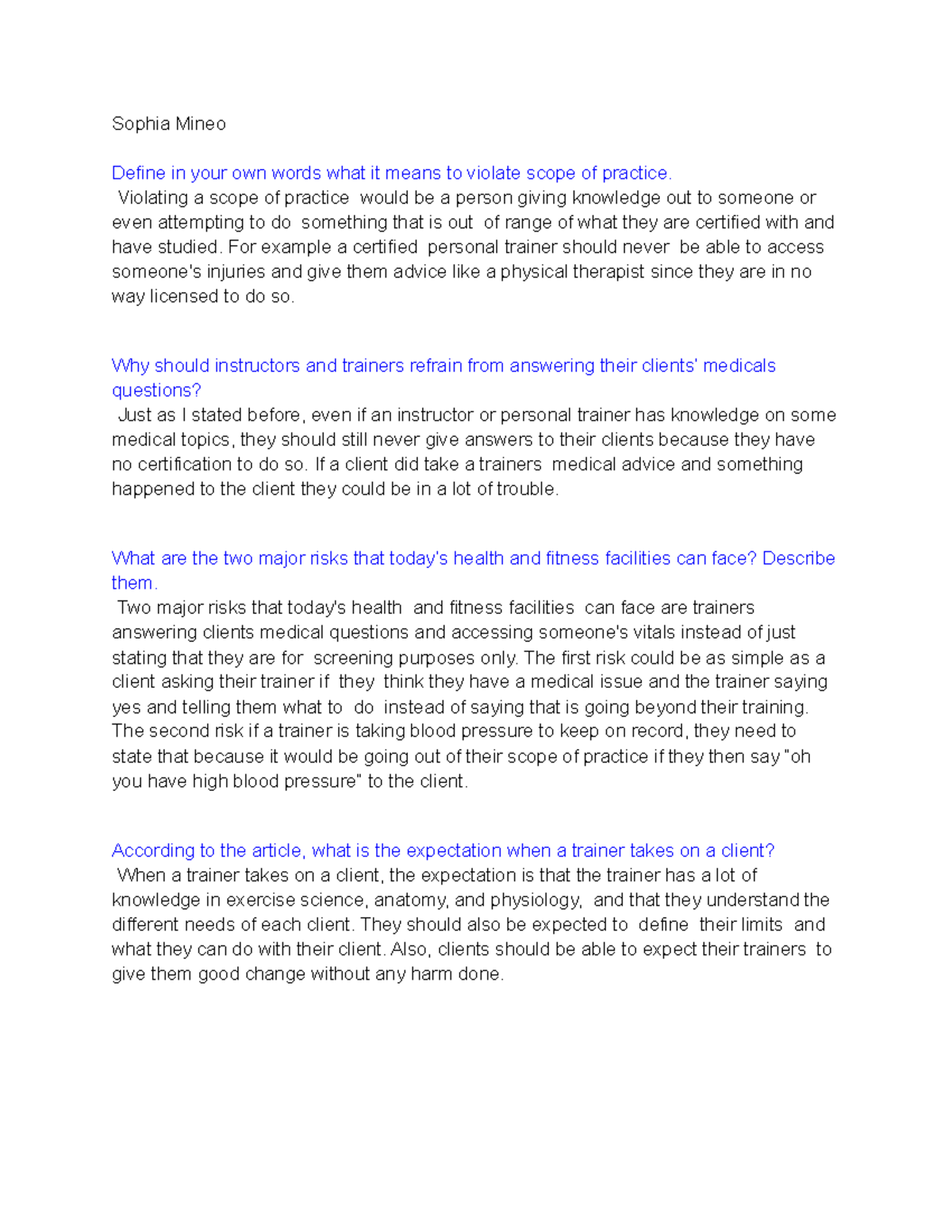 Understanding Scope of Practice in Health & Fitness Professions - Studocu
