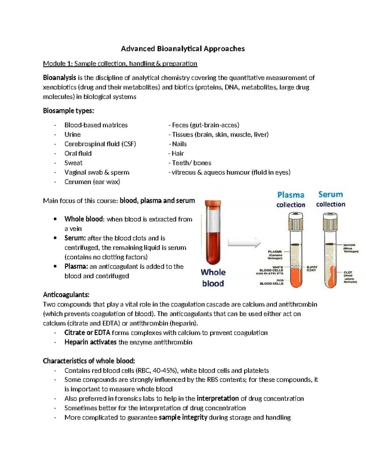 Advanced Bioanalytical Approaches (Module 1): Sample Collection ...