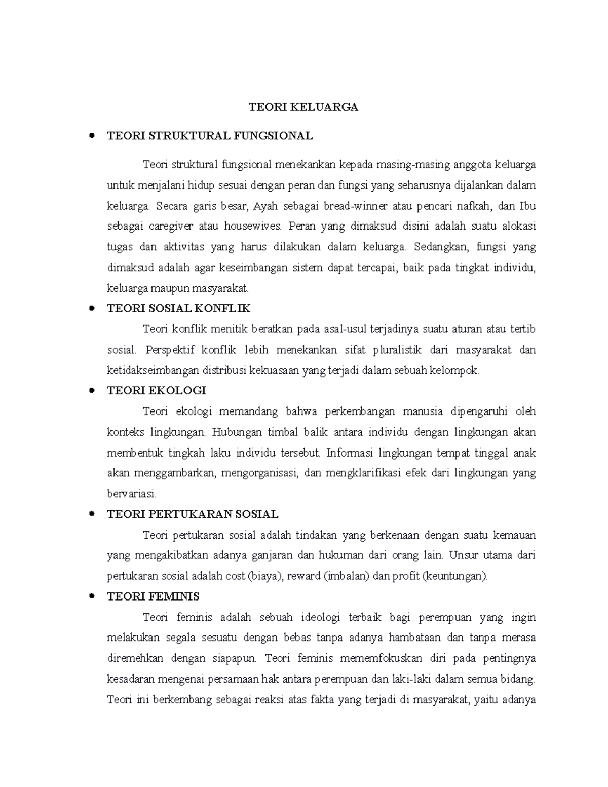 Teori Keluarga dalam Psikologi Keluarga: Pemahaman Utama - Studocu