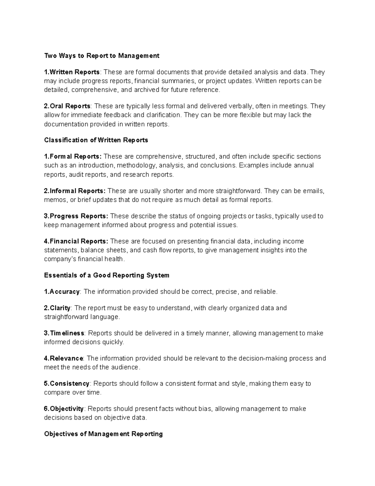 Management Reporting: Key Concepts and Effective Practices - Studocu