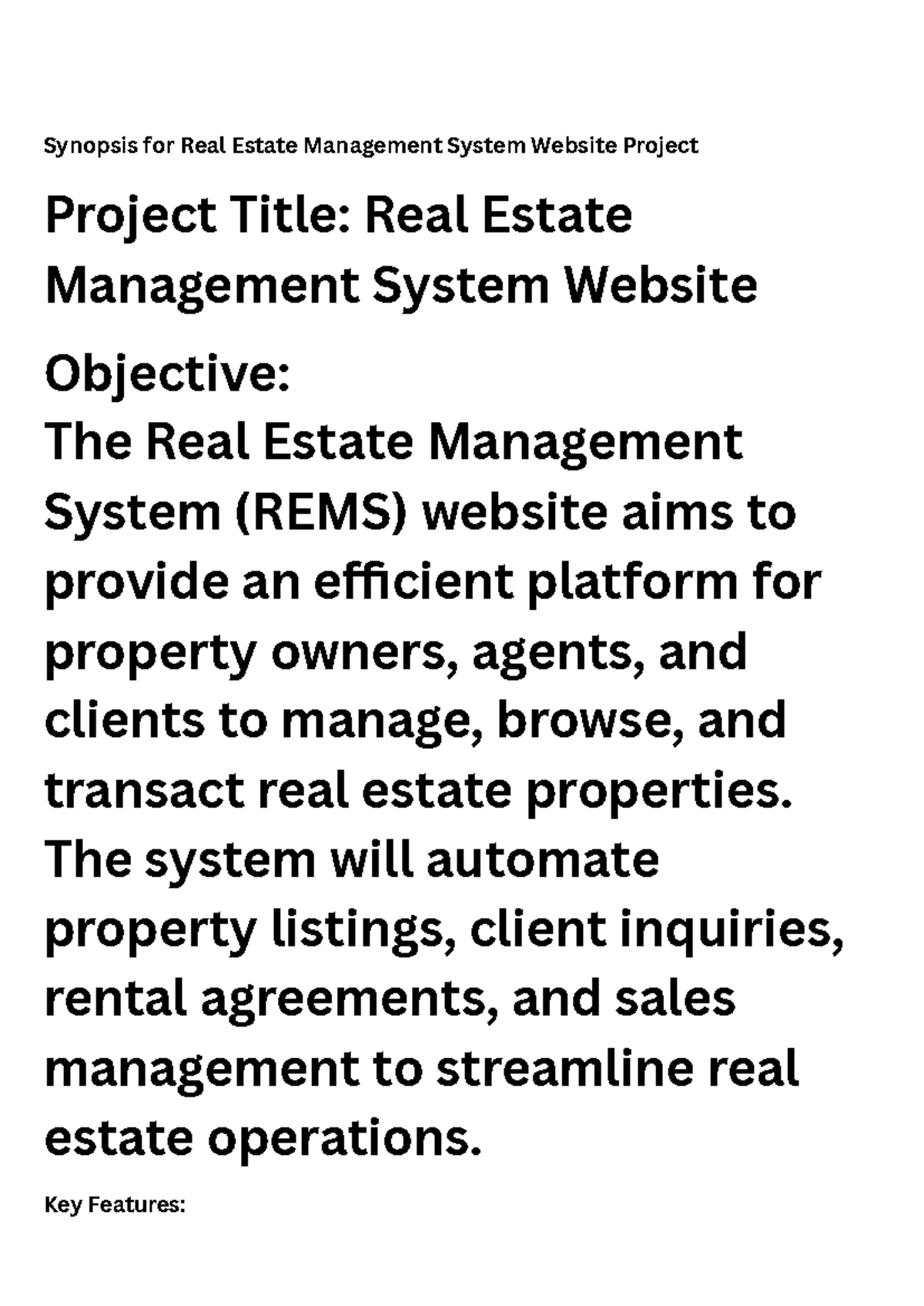 Real Estate Management System (REMS) Project Synopsis and Overview ...