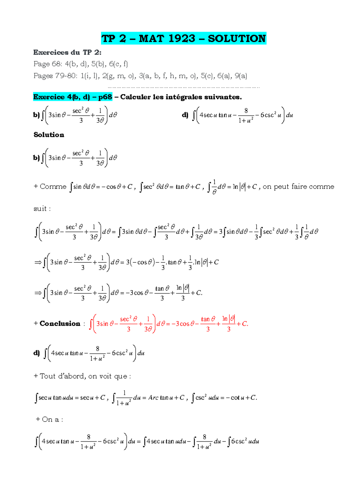 TP 2 - MAT1923 - Solution - TP 2 – MAT 1923 – SOLUTION Exercices du TP ...
