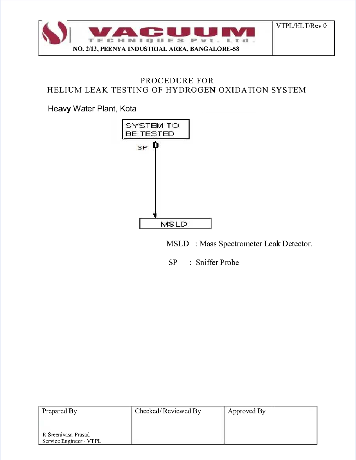 Helium Leak Testing Procedure for Hydrogen Oxidation System - MSLD ...