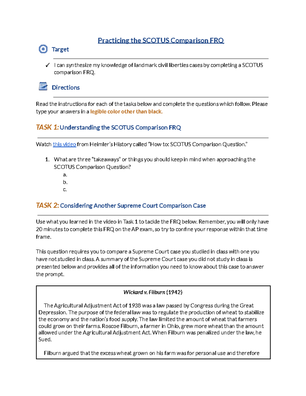 3.5 - Practicing the SCOTUS Comparison FRQ: Landmark Civil Liberties ...