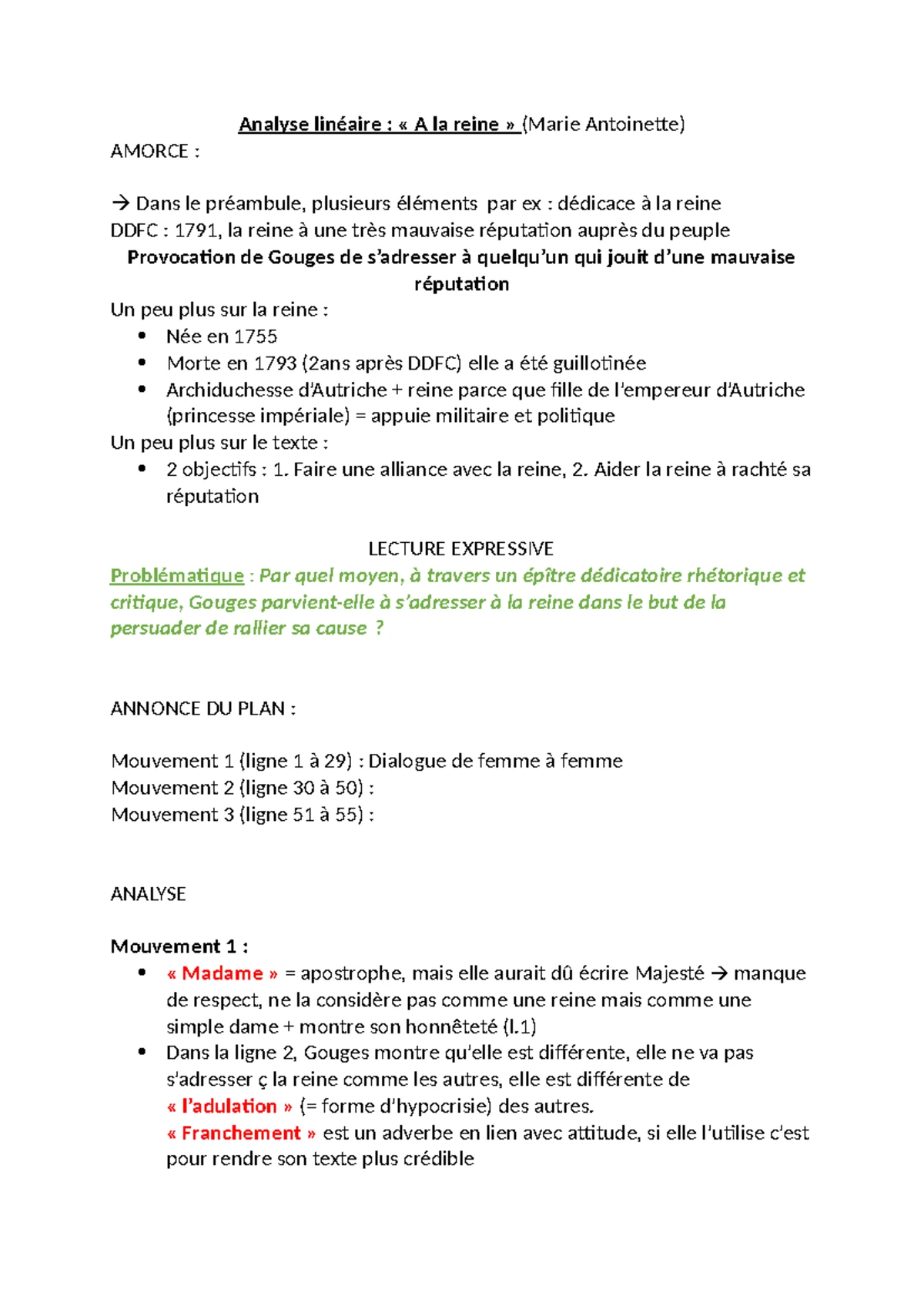Explication linéaire ODG DDFC 1 : 