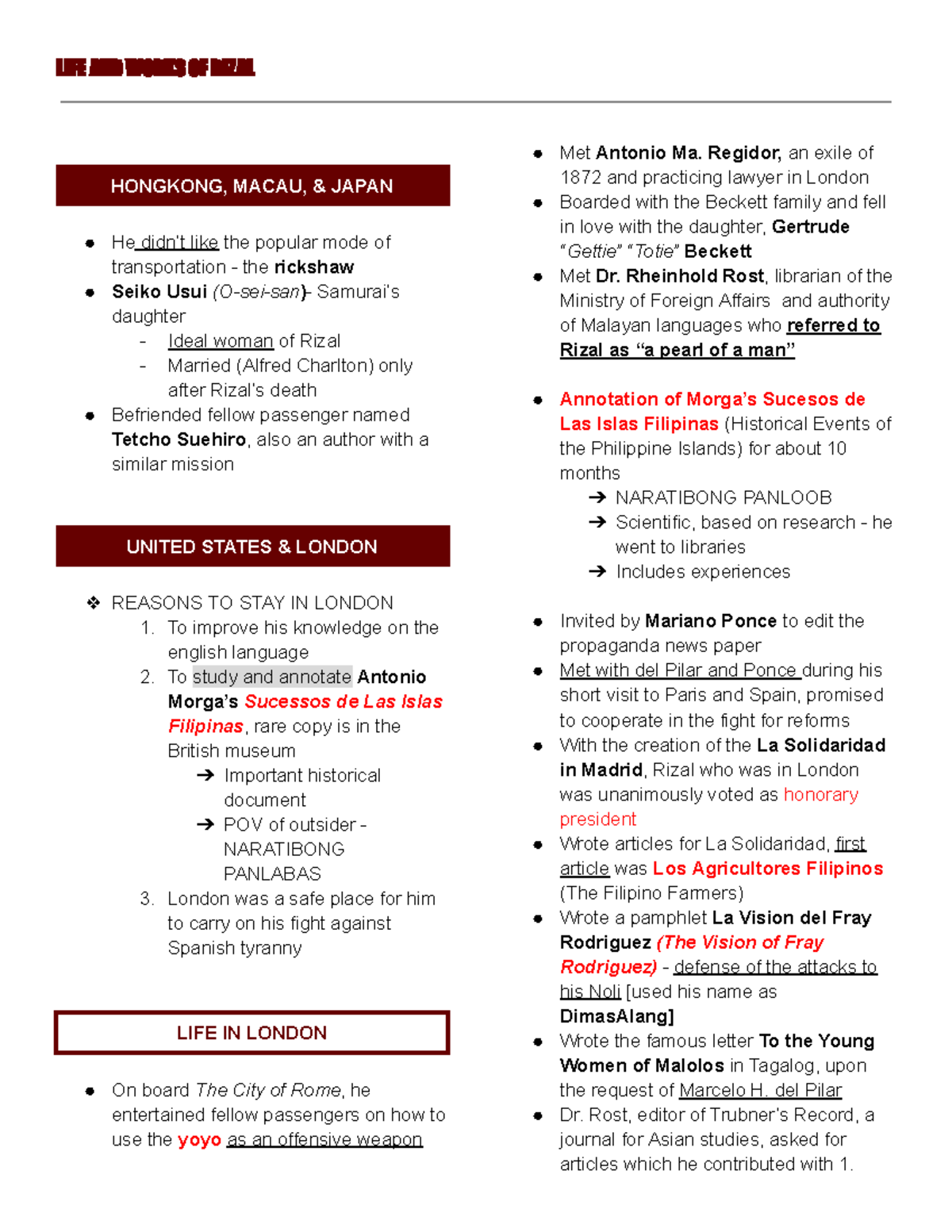 Rizal's Life and Works in Asia, US & London: A Study Guide - Studocu