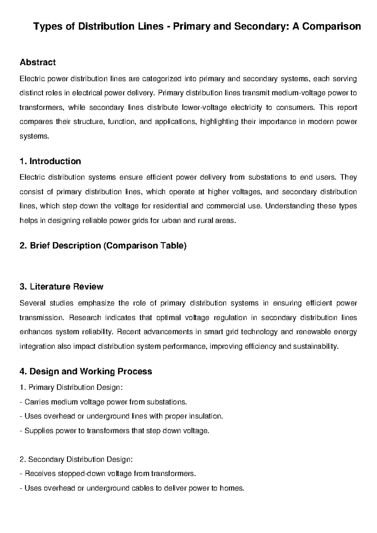 Distribution Lines Report - Types of Distribution Lines - Primary and ...