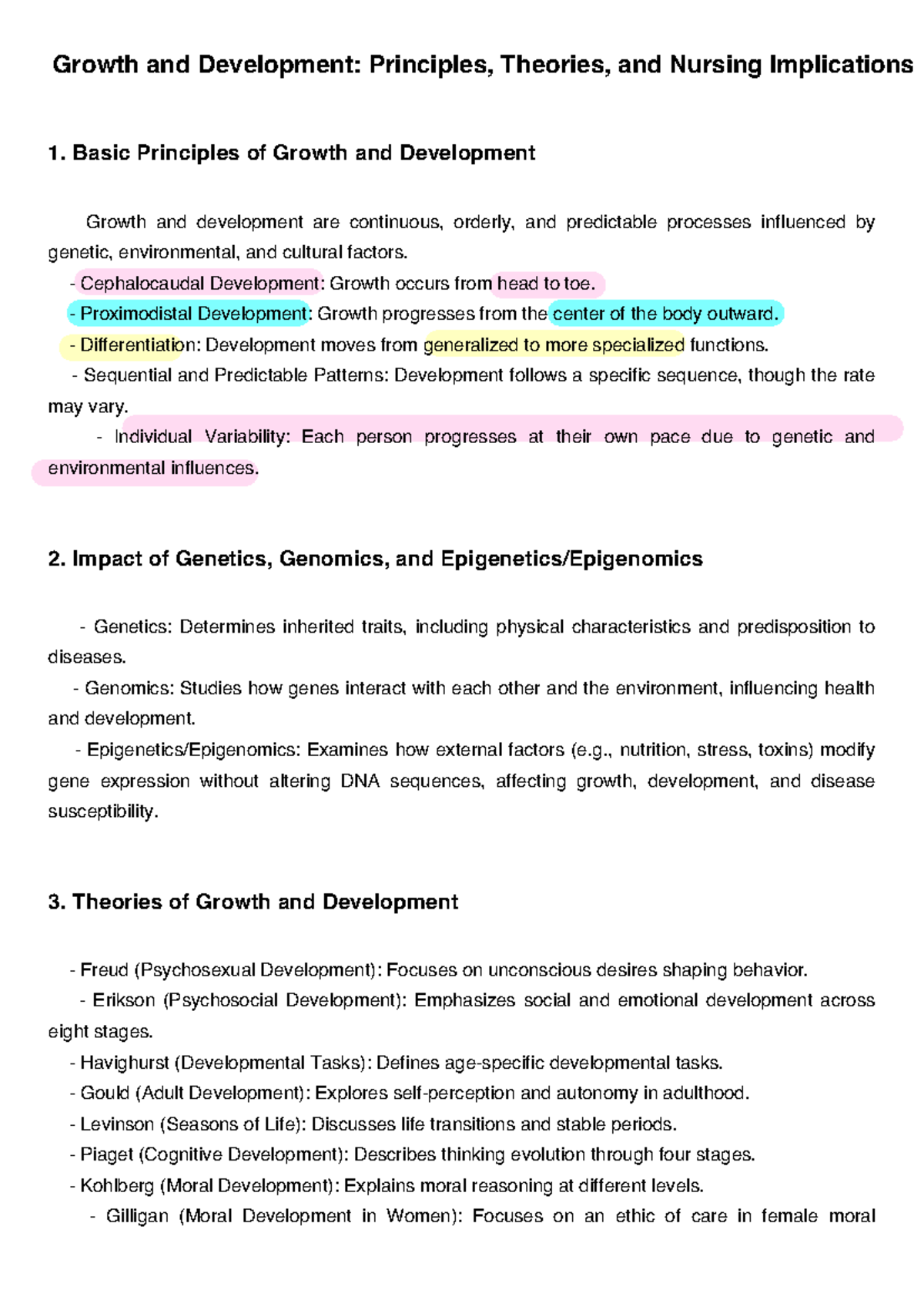 NUR 101: Growth & Development Principles, Theories, & Nursing ...