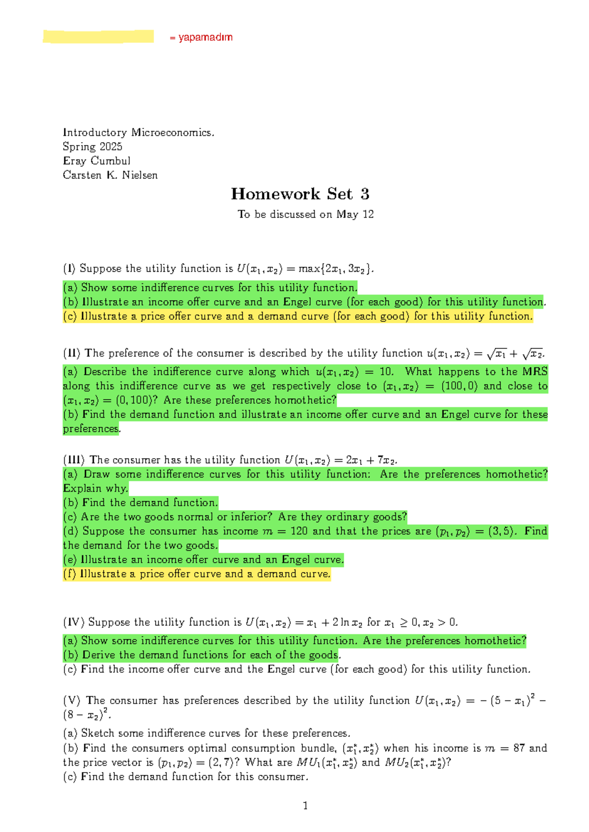 Introductory Microeconomics (MIC 2025) Homework Set 3 Analysis - Studocu