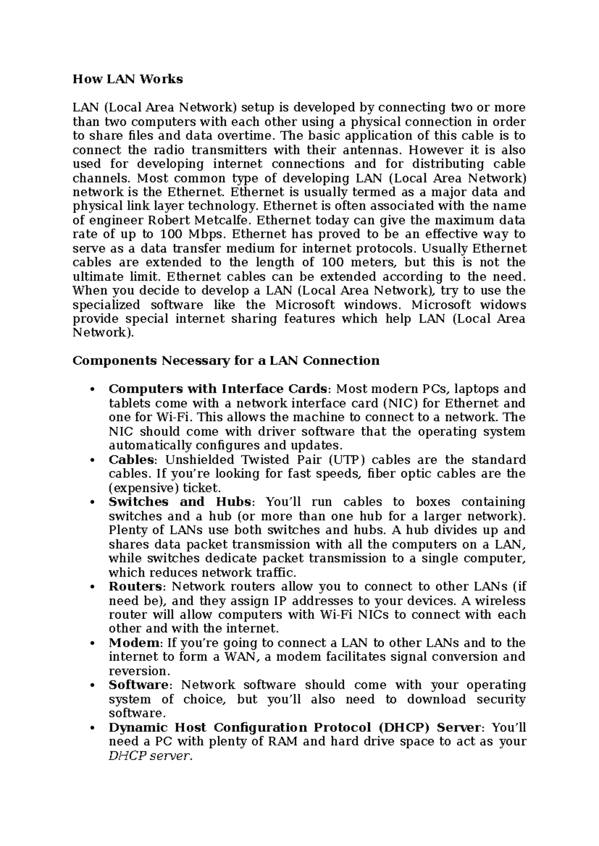432 on 5th feb 2024 - Lecturer notes from 2023 class - How LAN Works ...