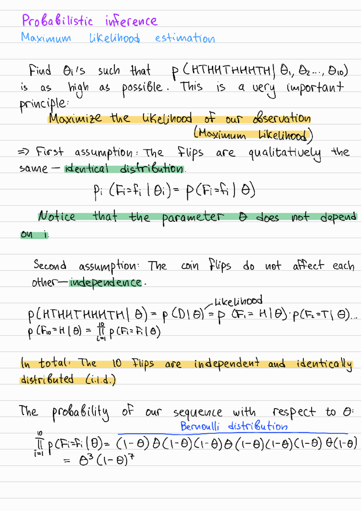 Probabilistic Inference: MLE and MAP Estimation Summary - Studocu