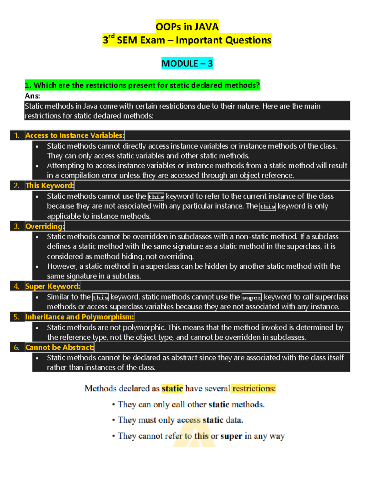 OOP Java - IMP M 3 - Java vtu - OOPs in JAVA 3 rd SEM Exam – Important ...