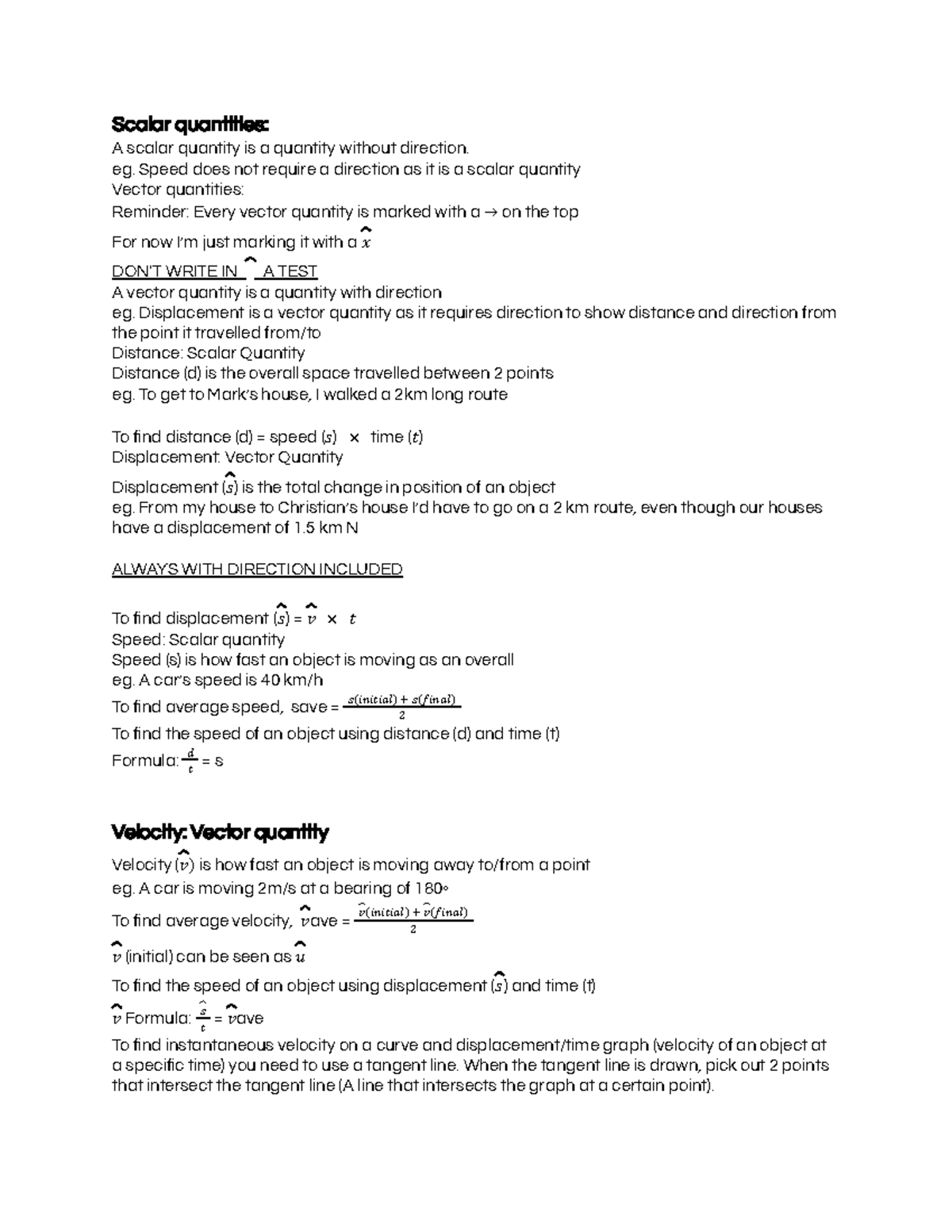 Physics Year 11 Study Notes: Scalars, Vectors, and Waves - Studocu