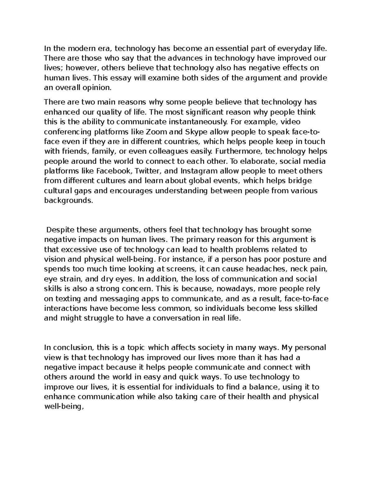 Essay Notes: Examining the Impact of Technology on Our Lives - Studocu