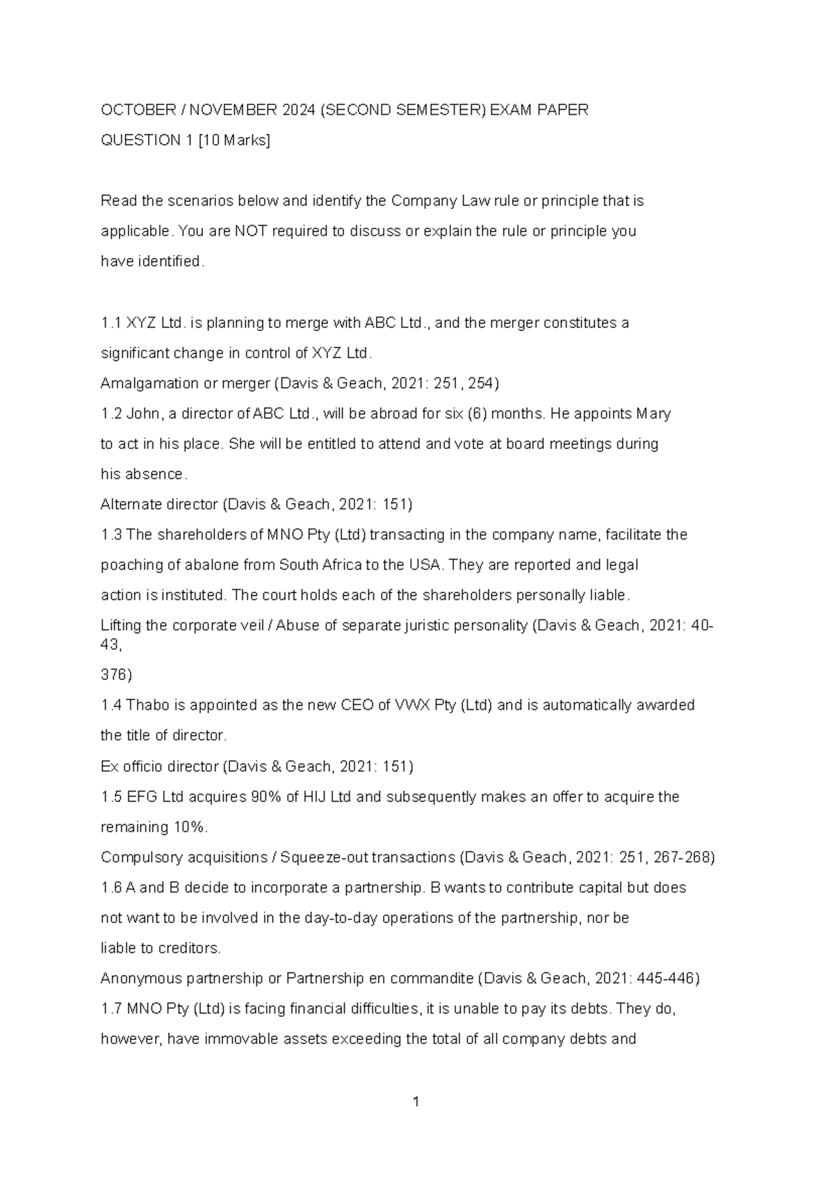 Mercantile Law II Q&A - October/November 2024 Exam Paper - Studocu