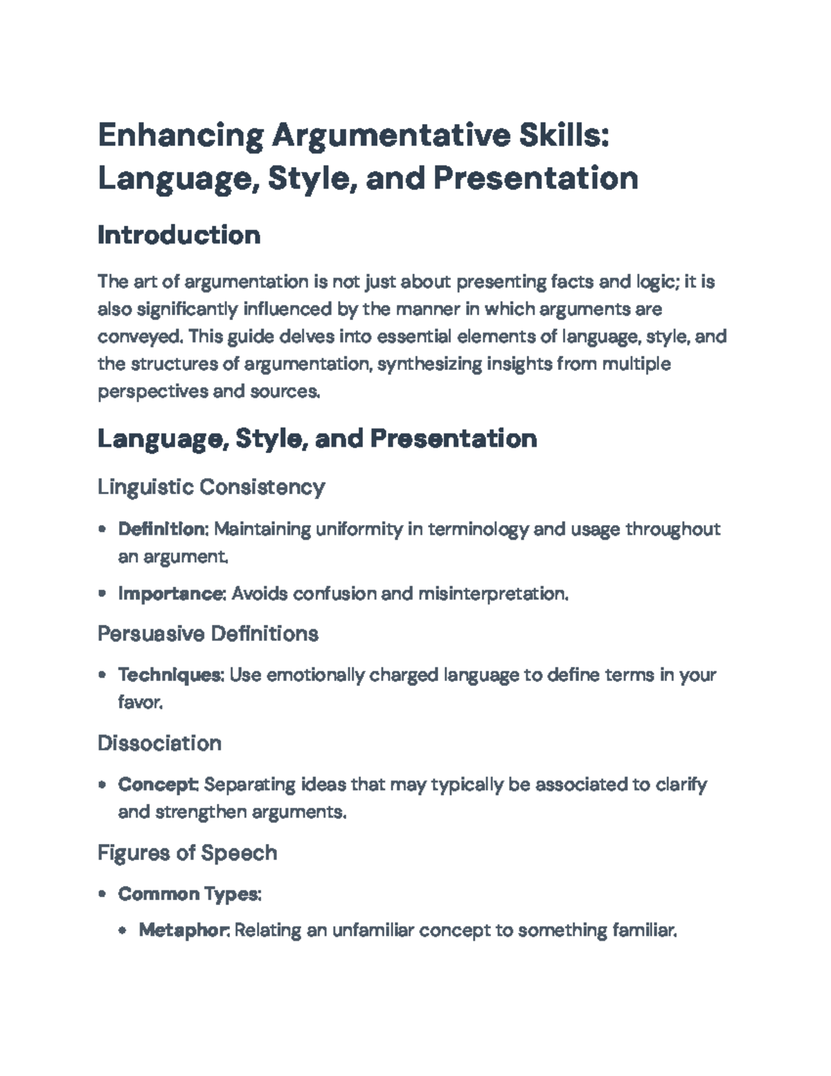 Enhancing Argumentative Skills: Language, Style, and Presentation Guide ...