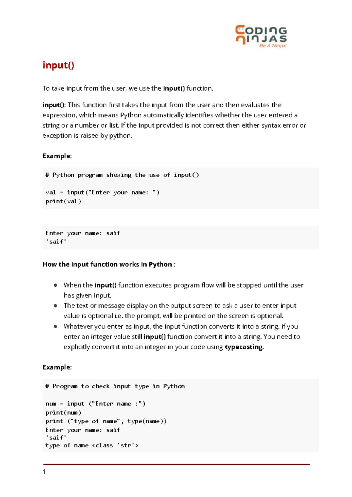 Note-677: Understanding the input() Function in Python - Studocu