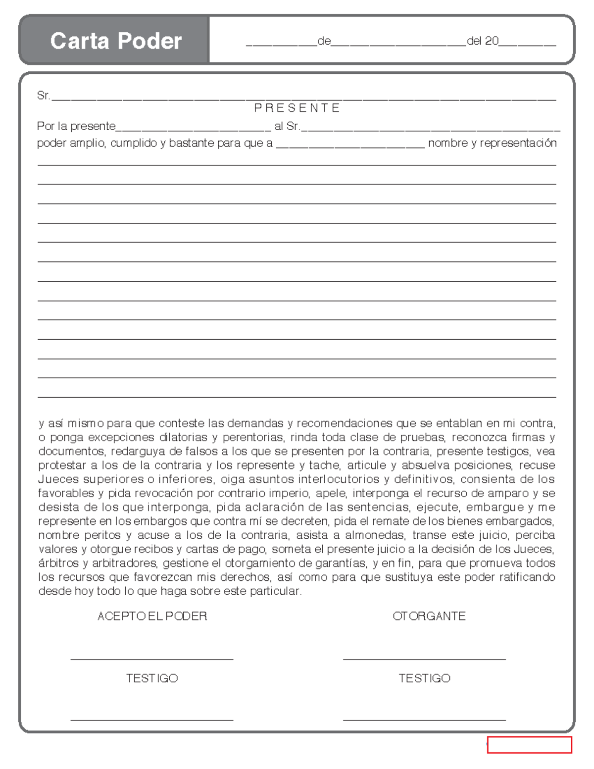 MODELO DE CARTA PODER - Documento Legal para Representación Jurídica ...